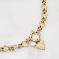 在飛比找momo購物網優惠-【Dinner collection】愛心雙紋路珍珠金項鍊
