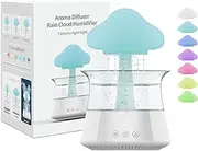 Rain Cloud Humidifier Water Drip - Mushroom Aroma Diffuser, Essential Oil Diffusers, 300ml White Noise Aromatherapy Diffusers with 7 Colors Cloud Lights for Home, Large Room, Office - White