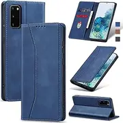 [Jasonyu] Case for Samsung Galaxy S20 Leather Wallet Flip Cover with Card Holder,Kickstand, Magnetic Closure,TPU Shockproof Phone Case Compatible with Samsung S20 (Blue)