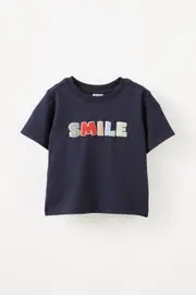 [Cotton On Kids] Cotton On Kids - Jamie Short Sleeve Graphic Print Tee - Navy ink/smile 6-12M NAVY INK/SMILE
