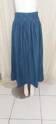 在飛比找Yahoo!奇摩拍賣優惠-V871專櫃GU藍色牛仔丹寧長裙M