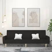 2-Seater Sofa Bed, Black Fabric Upholstered Couch, Easily Convertible to Bed, Modern and Comfortable for Living Rooms and Small Spaces