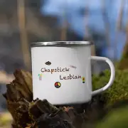 "Chapstick Lesbian" Enamel Mug Hippie Dyke Basic Natural LGBTQ