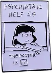 [Pinstant] Lucy Psychiatric Help 5c Booth Psychiatry Cartoon Comic 1.25" Enamel Pin Badge, 1.25 Inches, Enamel, enamel