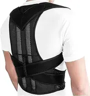 Corrector Full Back Shoulder Support for Men Women Breathable Lumbar Brace Corset Belt Poor Teenager Hunchback,Black-X-Large,Black-X-Large