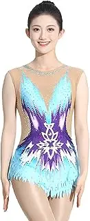 [Zagitova] Girls Women Rhythmic Gymnastics Leotard Sleeveless Round Neck Crystal Competition Costumes