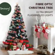 Christmas Tree 90/150CM Fibre Optic Green Snowy White Tipped Flashing LED Light