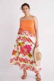 NWT Love The Label Anthropologie Briar Smocked Floral Boho Maxi Skirt Size M