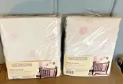 2 Fifth Avenue Window Panel LAMBS & IVY White & Pink Dots 2 panels 54"X64"ea NEW