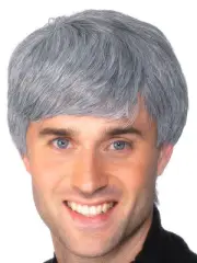 Mens Grey Fancy Dress Wig Male Corporate Gray Guy Mans wig by Smiffys