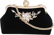 [BESPORTBLE] Banquet Purse Women Party Handbag Plush Fabric Evening Bag Rhinestone for Wedding