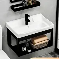 在飛比找momo購物網優惠-【姿箭】家用小戶型衛生間洗手盆面盆(陶瓷挂牆式60*40cm
