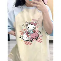 在飛比找蝦皮購物優惠-日本三麗鷗hello Kitty卡通印花可愛少女甜美姐姐T恤