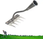 Iron Rake for Gardening and Weeding, 5/6/7/8 Teeth Carbon Steel Garden Weeding Rake, Gardening Hand Weeder Tools, Garden Weeding Tools for Backyard Lawn Loosening (5-Teeth)