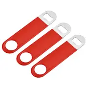 Bottle Opener, 3pcs 7" - Stainless Steel Flat Beer Bottle Opener for Party (Red)