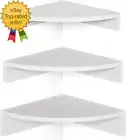 White Corner Shelf Wall Mount Set of 3 Floating Shelves for Storage and Display