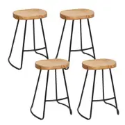 NNEDSZ Set of 4 Elm Wood Backless Bar Stools 65cm - Black and Light Natural