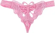 [WEJUN] Women's Thong Panties - 2Pcs Fashion Women Lace Thongs Sexy Hollow Out Butterfly Embroidery G-String Panties Lingerie Lady Comfy Underwear,Pink
