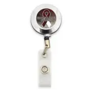 Head & Neck Cancer Awareness Ribbon Silver ID Card Holder Retractable Badge Reel