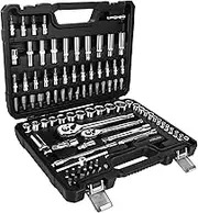 KELIN Socket Wrench Set 94 Pieces,1/4-Inch & 3/8-Inch Drive Socket Set with 72 Tooth Reversible Ratchets, Metric Bit Socket Set and Extension Bar for Auto Repairing and Home Use, 94TTZT-KELIN
