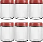 6-Pack 16Oz Glass Jars with Red Lids Overnight Oats Meal Prep Salad Food Snacks