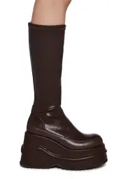 [Current Mood] New Fans Wedge Stretch Boots - Brown