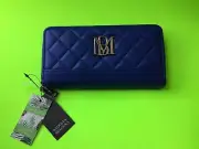 New BADGLEY MISCHKA Women’s Wallet Vegan Leather Blue w/Dark Silver $59.00