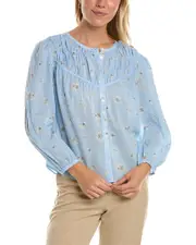 Joie Smocked Top xs Blue