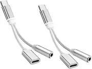 HOLIDYOYO 2Pcs Type Charging Adapters Portable Dual Function Earphone Converters for Seamless Music Listening Charging Compatible with Type C Devices