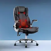 Artiss Massage Office Chair, Pu Leather 8 Point Ergonomic Gaming Computer Desk Chair Black with Remote Control,High Back Executive Chair with Foldable Armrest, Stainless Steel Foot and Nylon Wheel