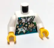 Lego - Minifigure Torso - Female, White Blue, Overalls, Dragon