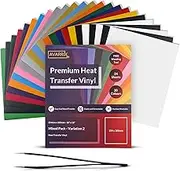 Avarrix Australia HTV Heat Transfer Vinyl Stickers - 10"x12" - 24 Sheets Pack - 20 Colours - Iron On Variety Bundle for Easy Press Heat Press