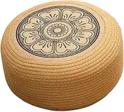 Outdoor Pouf Ottoman - Round Woven Patio Footstool - Floor Seating for Exterior Deck Living Space Garden Home Placement Coastal Patio Poolside