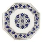 18" Octagon Marble End Side Table Top Lapis Lazuli Stone Inlay Coffee Table Cafe