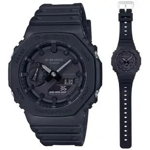 【CASIO 卡西歐】G-SHOCK 農家橡樹 八角雙顯電子錶-極致黑(GA-2100-1A1 防水200米)