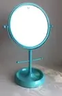 Dual Mirror Magnifying Makeup Stand Turquoise Metal
