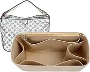 [XIAOYIBAIHUOUK] Bag Organizer Liner Bag Storage Bag for LV Delightful Tote Bag Bag Storage Insert Portable Makeup Bag, Beige a, L