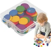Rrlihjgu Color Counting Chips - Round Wooden Math Playset - Brain Developmental Toy School Teaching Supplies for Home, School, Travel