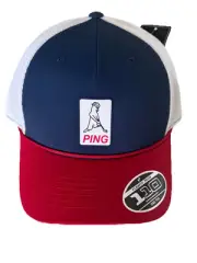 PING Men's Karsten Performance Golf Snapback Hat Cap Red White Blue NEW