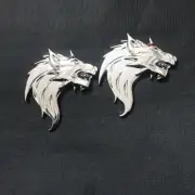 2x Silver Chrome Left Wolf Head Metal Emblem Decal Badge Sticker Car Drive Sport (for: Renault)