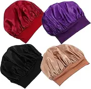 Gogogmee 4pcs Hair Bonnet Sleeping Caps for Long Hair Sleeping Bonnet Decorative Sleeping Cap Sleeping Hats Women Sleep Cap Comfortable Sleeping Caps Bonnet for Long Hair Polyester