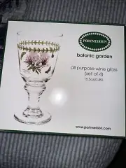NIB Set 4 PORTMEIRION BOTANIC GARDEN Wine Glasses FOOTED GOBLETS BG9921