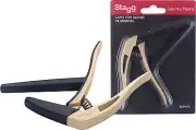 STAGG SCPX-FL Flat trigger STYLE capo for classical guitar Light Wood Finish