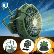 2 In 1 Rechargeable Camping Tent Fan LED Light Portable Hanging Lamp Lantern