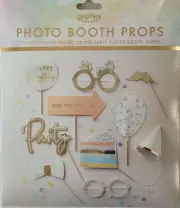 Ginger Ray 10 Gold Foiled Pastel Tie Dye Party Photo Booth Props New Sealed