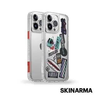 【Skinarma】iPhone 14 Pro Saido 低調風格四角防摔手機殼-透明(可換色塊 附貼紙)
