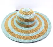 Merona Womens One Size Mint Stripe Fashion Wide Brim Sun Floppy Hat