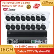 Dahua 4k 16ch 16POE CCTV System 8MP Starlight Wizsense IP Camera IR Mic SMD Lot