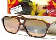 NEW Maui Jim WEDGES Tortoise Amber POLARIZED Bronze GLASS Sunglass H880-10