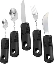 KOCKSHION 1 Set Adaptive Tableware for Elderly Tremble Utensils with Non Slip Handles for Seniors and Hand Compact and Portable Design